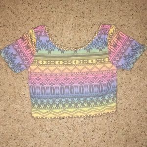 Rainbow Aztec Crop Top